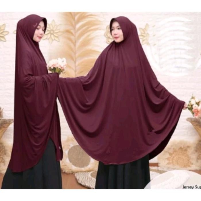Pilihan- (Cod) Super Jumbo Xxxxl Hijab Haji Umroh Khimar Syar'I Polos Jersey Ped Antem Kerudung