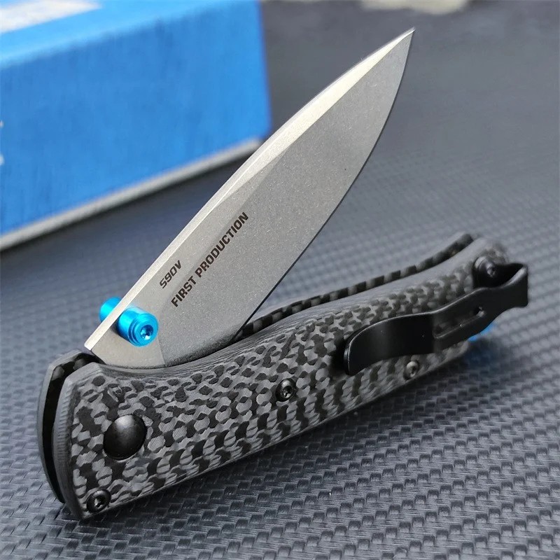 Mini Bugout BM 533-3 Pocket Folding Knife S90V Blade Carbon Fiber Handles Easy To Carry Outdoors