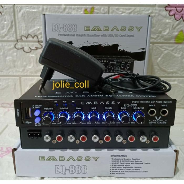 Ready Parametrik preamp Embassy EQ-888 Bluetooth free adaptor equalizer