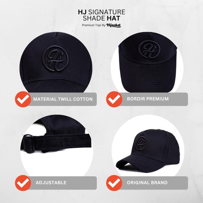 Ready Topi Wanita & Pria HJ Signature - Model Baseball Hitam Midnight, Premium & Stylish, Nyaman