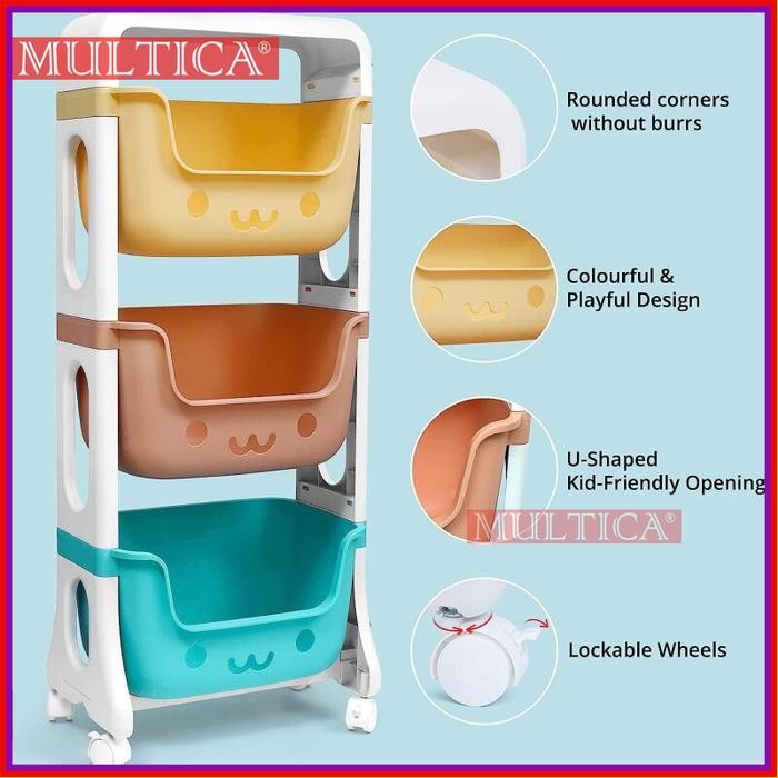 MULTICA COD Rak Penyimpanan Mainan / Kotak Penyimpanan Mainan Anak / Rak Mainan Beroda