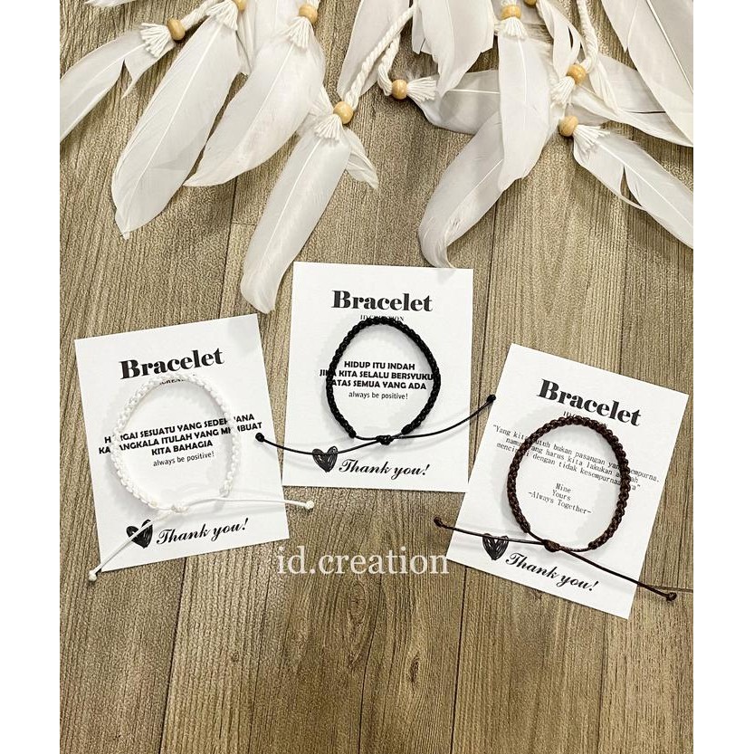 New Gelang Tali Anyam Polos Tali Korea 1mm Kepang Anyam Hitam Coklat Putih Biru Orange Bracelets