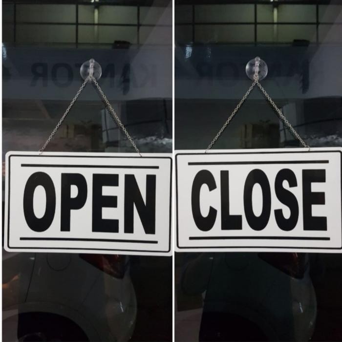 New Papan pintu 'open close' gantung / door sign block open close akrilik