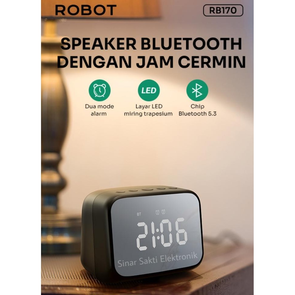Robot Jam Meja Led Digital + Speaker Bluetooth Wireless Alarm Clock FM