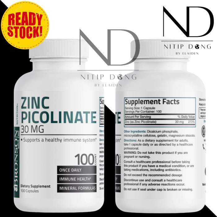 ORIGINAL Bronson Zinc Picolinate 30MG - 100 Capsules