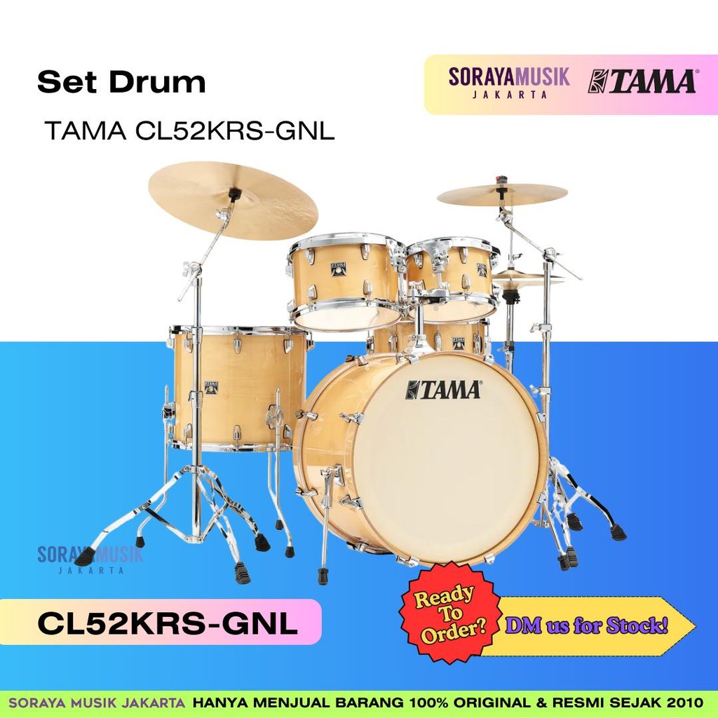 TAMA CL52KRS-GNL Superstar Classic Maple 5-Piece Drum Shell Kit, Gloss Natural Blonde