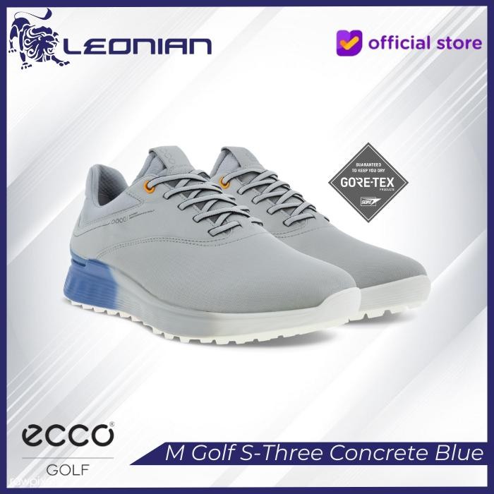 ORIGINAL Sepatu Golf Ecco M Golf S-Three Concrete/Retro Blue - Golf Shoes READY STOCK