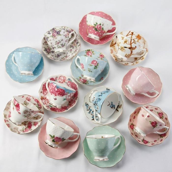 Gelas Mug Cangkir Keramik Aesthetic Flowers Royal European Cup