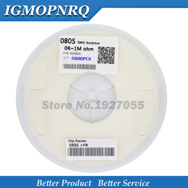 IMPORT 5000pcs 0805 5% 1/8W SMD chip resistor 0R ~ 10M 0 10R 100R 220R 330R 470R 1K 4.7K 10K 47K