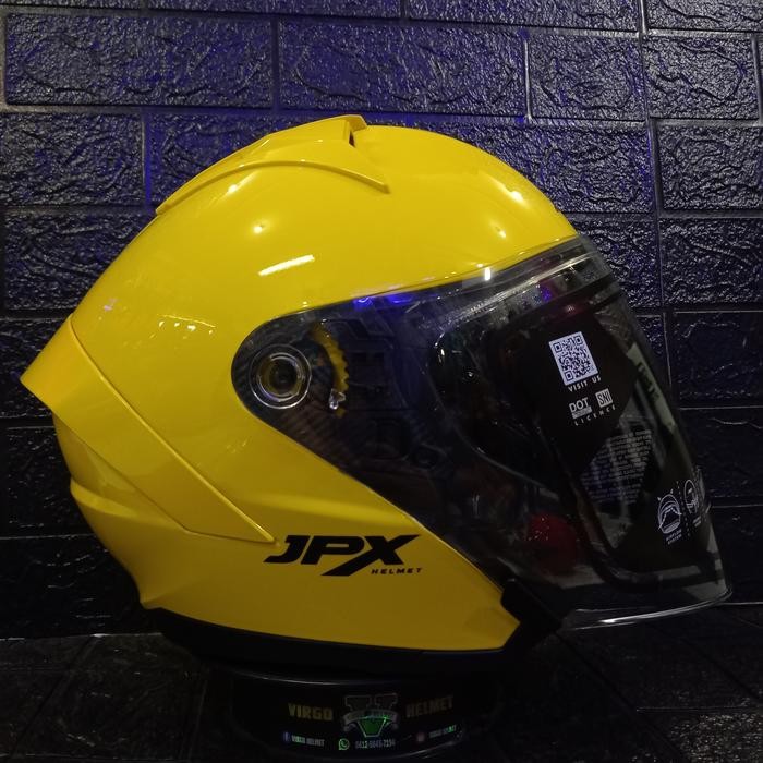 JPX HELM NOVA X SOLID YELLOW LEMON GLOSS BLACK DOUBLE VISOR