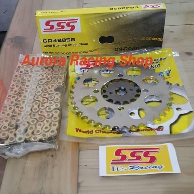 Gear Set Sss 428 Rx King & Rantai Sss 428 Sb Gold