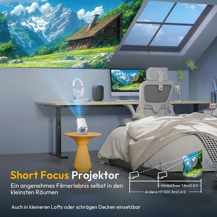 Xgody Gimbal 3 Smart Proyektor Lcd - Android 11.0- Hd 720P - Auto Keystone - Hdmi -Wireless