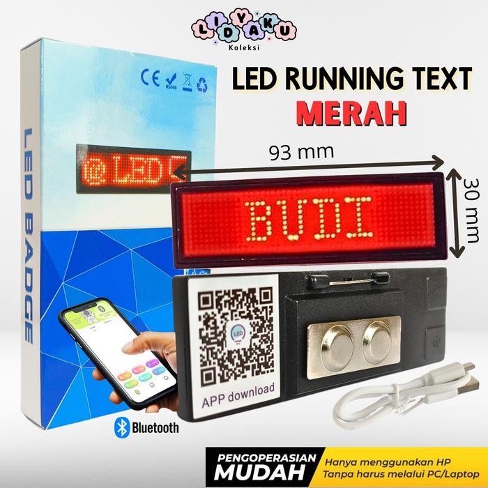 New LED PAPAN NAMA BERJALAN/LED Badge/Nametag LED/Bluetooth Android IOS