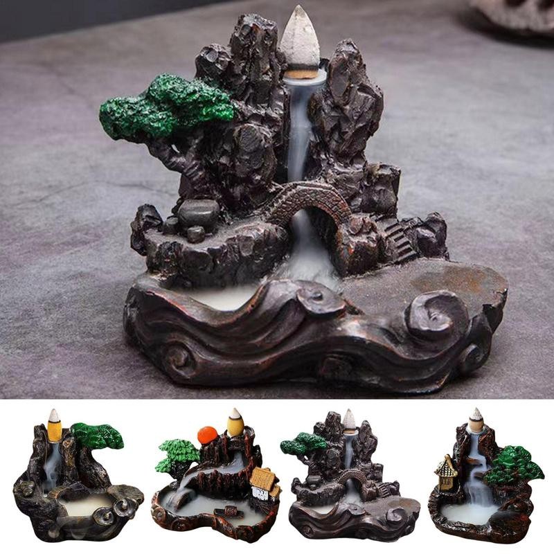 Meditation Incense Burner New Ornaments Incense Burner Ceramic Waterfall Backflow Incense Holder Inc