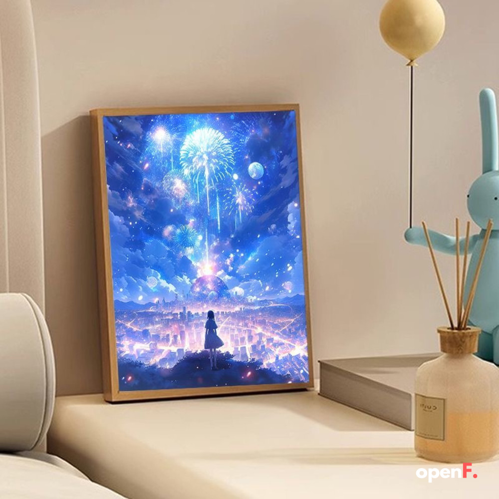 Anime star Led Light Painting,Shocking lighting effect Tricolor Dimming,Aluminum photo frame photo g