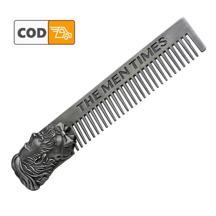 C.OkirimCEPAT- Sisir Rambut Pria Keren Saku Mini Kecil Unik Stainless Steel Portable Pocket Mustache