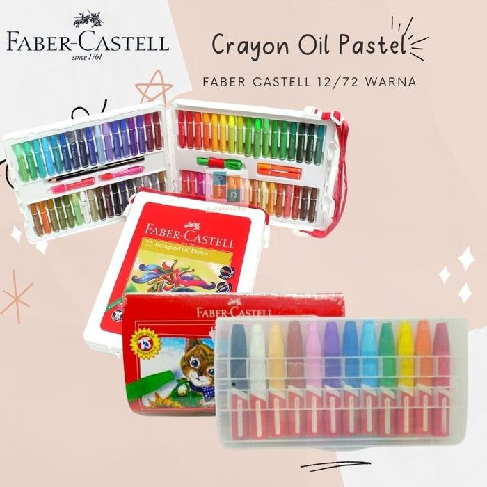 Faber Castell Crayon Oil Pastel 12 Warna / 72 Warna Hexagonal Pensil warna Krayon Color Pencils