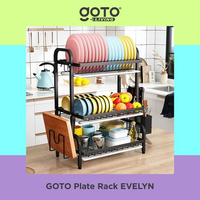 Goto Evelyn Rak Serbaa Pengering Cuci Piring Dapur Susun Wastafel