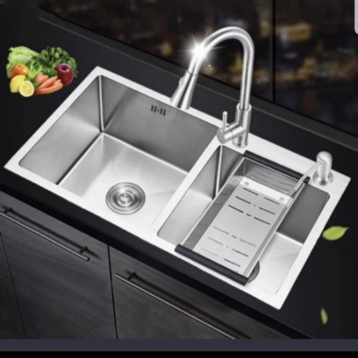 Kitchen Sink Onan 8245 Lengkap+Kran Plexible/Sink Onan 8245 murah