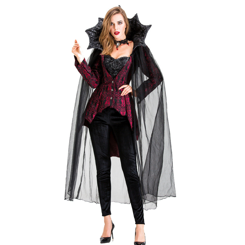 Halloween Role-Playing Black Widow Vampire Costume Devil Queen Spider Bat Stage Costume