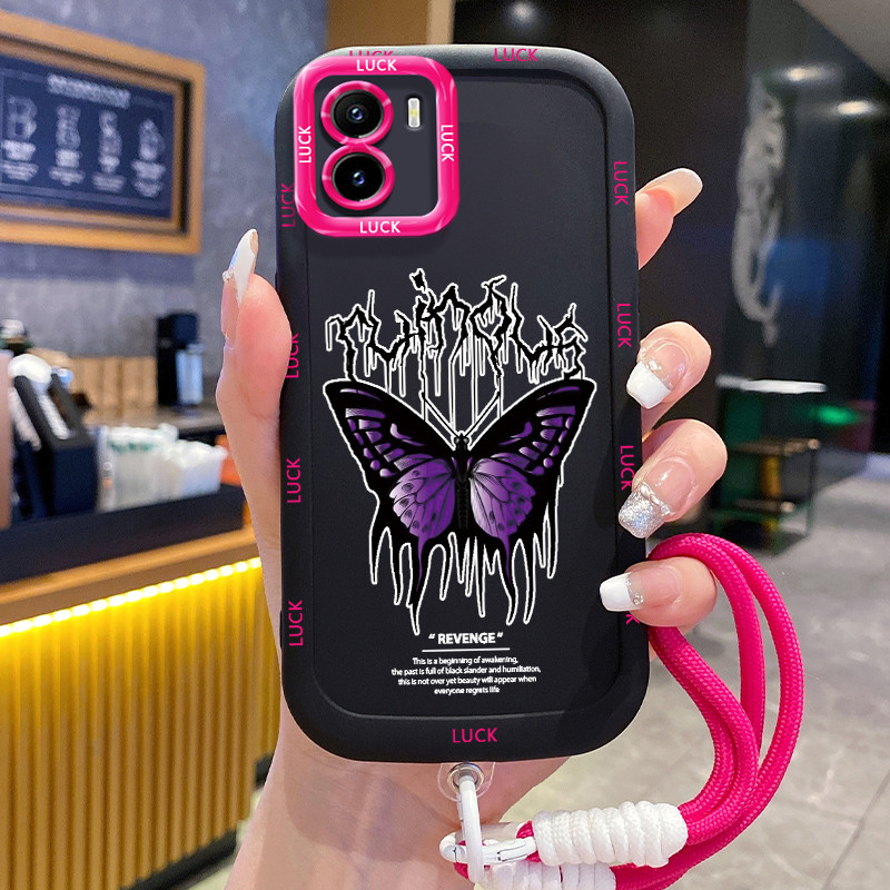Casing Hp untuk VIVO Y15S Y15A Y15C Y01 Case Casing pola Kupu-kupu ungu Kesing HP Cesing Silikon Sof