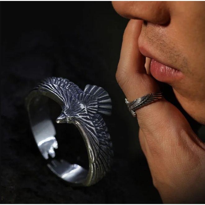 CINCIN BURUNG ELANG SAYAP S925 - SIMPLE FLYING SILVER EAGLE RING / AKSESORIS ELANG TERBANG PERAK