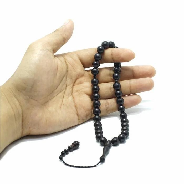 n7g7- Tasbih Kayu Kokka Kaokah Kaukah Koka Kaoka Asli 33 Butir Bulat Hitam