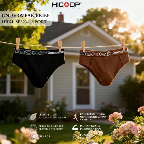 Dalam Pria Hicoop Celana Dalam Pria Brief Sport Katun 2 Pcs Hitam Coklat Ukuran M Celana Dalam Pria 