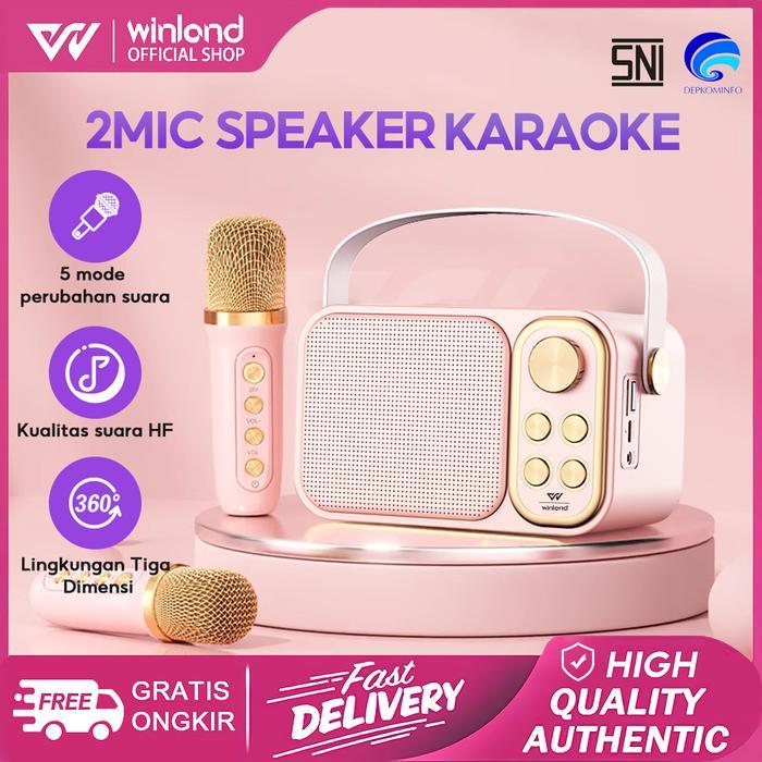 [Nurjannah Aliyah] Winland Speaker Bluetooth Karaoke Speaker Set Ktv Wireless Lucu Portabel Luar