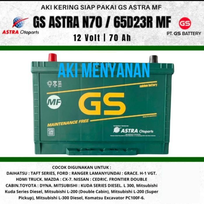 AKI KERING GS ASTRA MF N70 70 AMPER ACCU L300, L200 , MITSUBISHI KUDA , DYNA , MAZDA CX7, KOMATSU