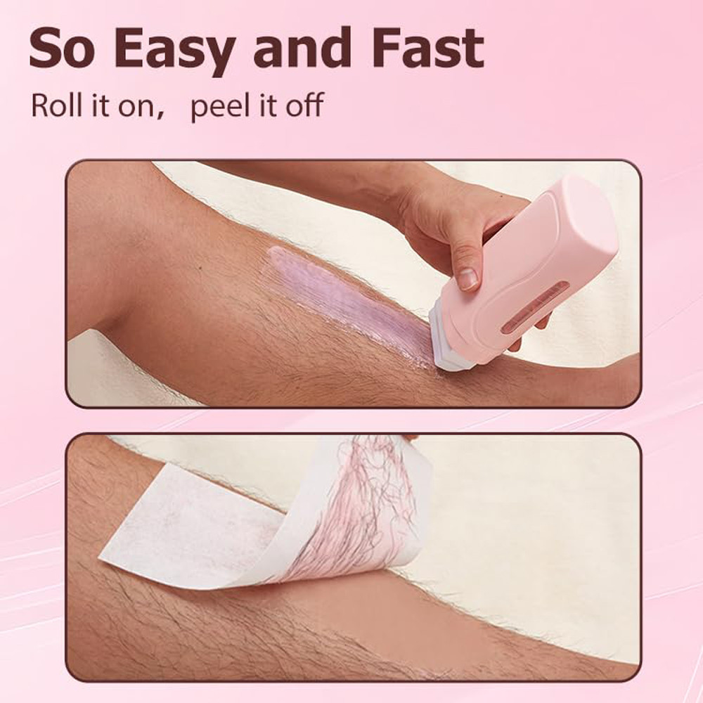 Unisex Hot Roll on Wax Hair Removal Kit with Depilatory Cream Roller Wax Heater And Hot Cartridge