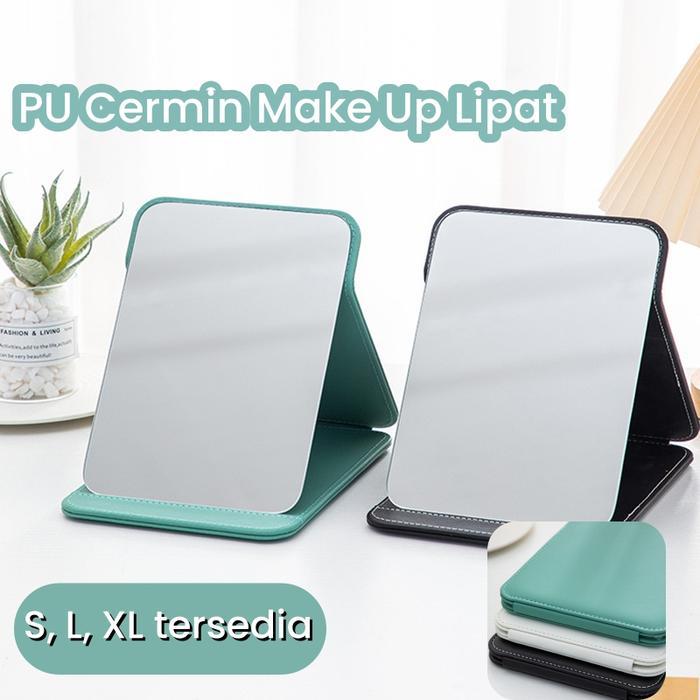 Cermin Rias/Cermin Rias Wanita/Cermin Rias Lipat Pu/Cermin Rias Lipat Portabel Transparan/Cermin