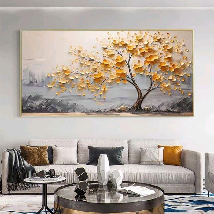 DISKON Lukisan Dinding Jumbo Frame Aesthetic Ukuran 100x200 Kanvas Akrilik Standar Spanram Rangka