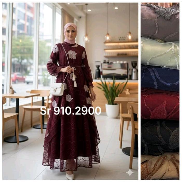 READY Terlaris RNACOLLECTION - Gamis Tiara Binor Tille Bordir mix tile Santily Premium Promo Murah
