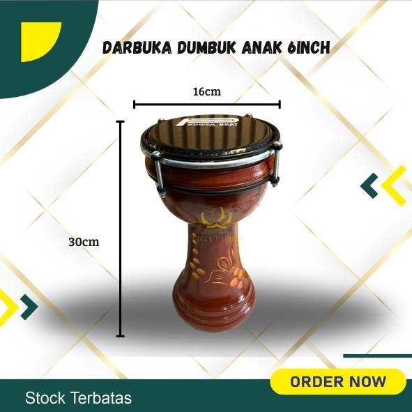Dumbuk Pinggang Darbuka Anak Kecil Mika 6 inch/ Dumbuk Hadroh darbuka 6 inch Kayu Mahoni