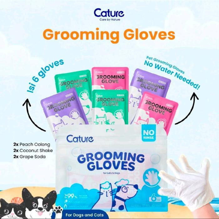 Cature Spa Gloves - No Rinse Bath Mittens For Dog & Cat