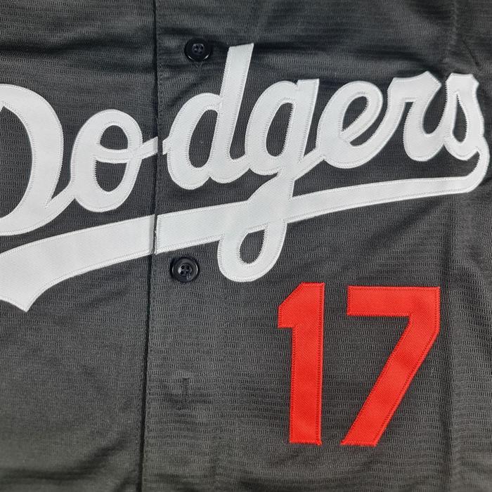 Bordir Baju Jersey Baseball Ohtani #17 Dodgers Hitam