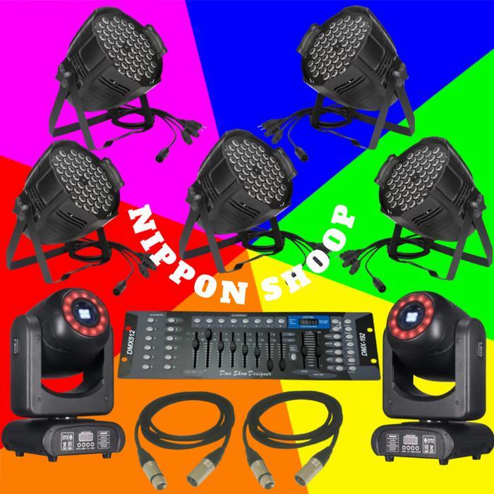 Paket lampu panggung Mixer DMX 512/192 + 5 Lampu Parled 54 X 3 Watt Full Color + 2 Lampu Beam Mini 1
