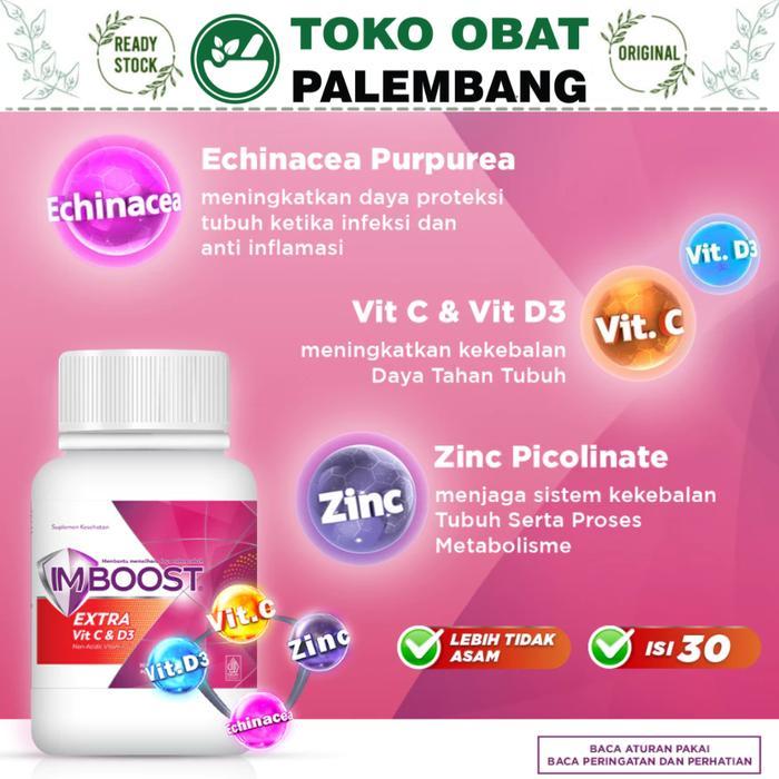 Imboost Extra Vit C D3 30 Tablet Echinacea Vitamin C Non Acidic Zinc Daya Tahan Tubuh Vit C & D3
