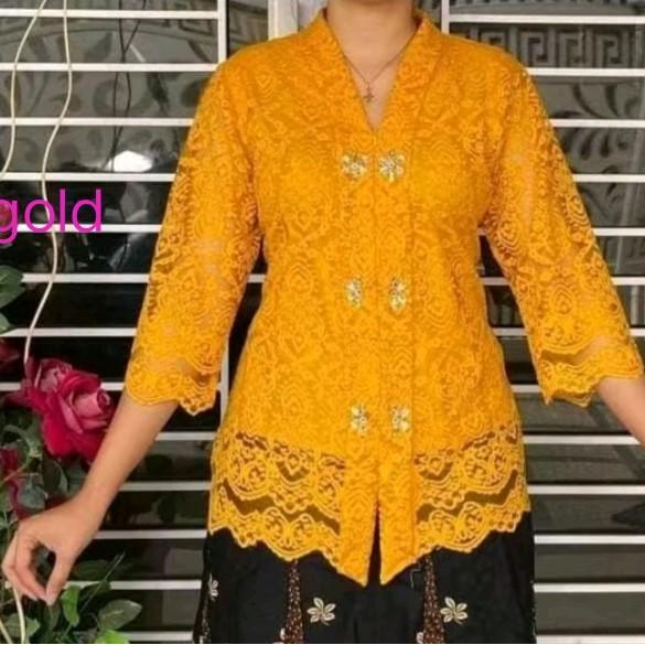 Kebaya Brokat Mewah Model Kartini Putih Baju Atasan Wanita Lucu Model Kekinian Elegant Korean Style