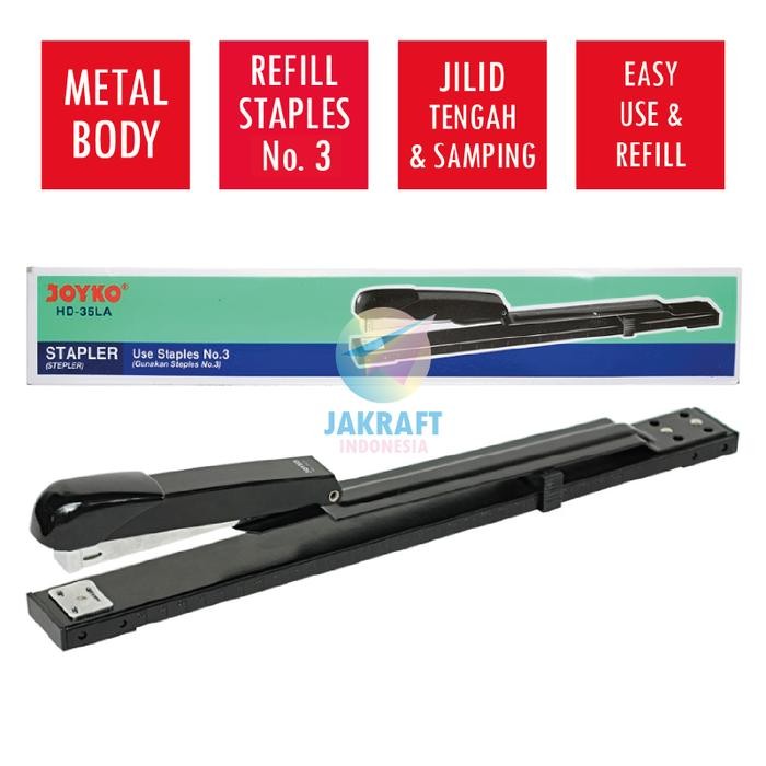 

ORIGINAL (1 Unit) Stapler Hekter Panjang HD-35LA Jilid Tengah Buku Refill Isi Staples No.3 / No.3E