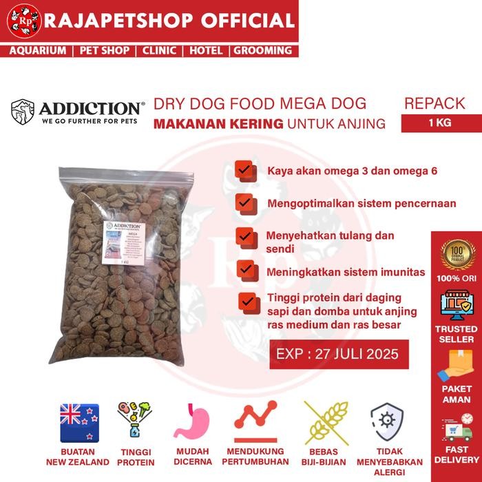 ADDICTION DRY FOOD DOG MEGA REPACK 1 KG MAKANAN KERING ANJING RASA DOMBA SAPI PREMIUM