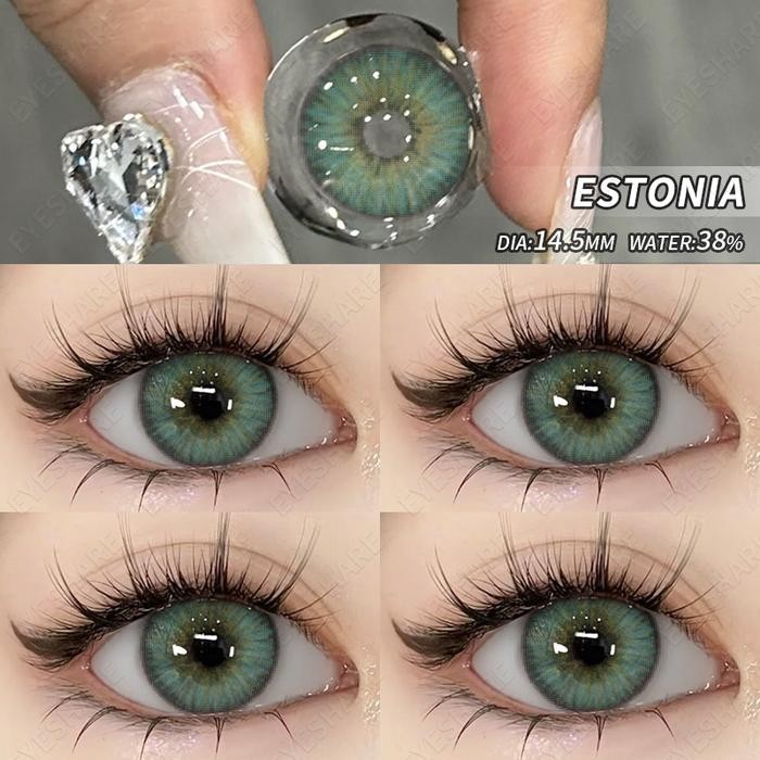 Pilihan- Eyeshare Id Lensa Kontak Warna Kelas Minus1.00~6.00 Hijau Estonia Green Brown Softlens
