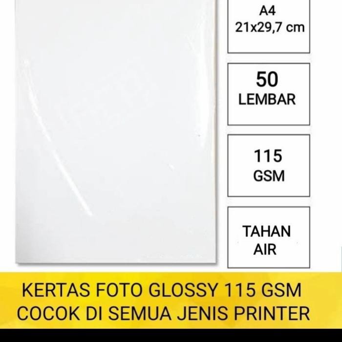 

Pilihan- Kertas Foto Glossy 115 Gsm A4 Isi 50/Photo Paper 115 Gram Singleside