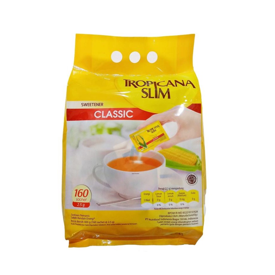 

ASLI Tropicana Slim Classic Sweetener 160 Sachet @2.5 Gram READY STOCK