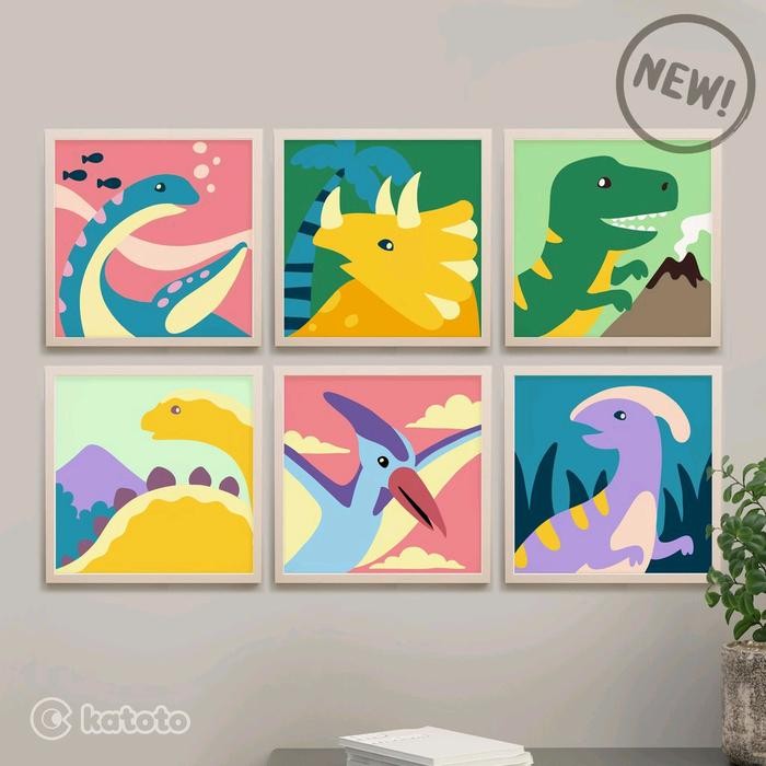 

NEW PRODUK PAINT BY NUMBER. PAKET MELUKIS DINOSAURUS UNTUK ANAK. DINOSAURS SERIES KATOTO PAINTING