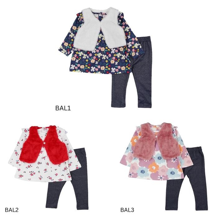 SWEETBAEBY - Dress Set 3in1 kode BAL (PAKET DRESS ANAK BAYI)