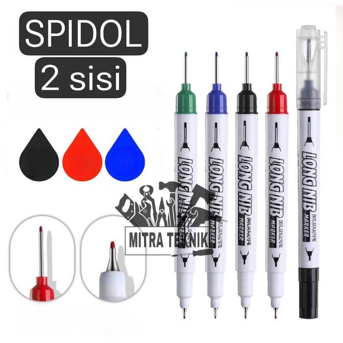 

New Spidol Tukang 2 Sisi Spidol Kepala 2 Spidol Permanen Panjang Long Nib Tip Marker Pulpen Tulisan