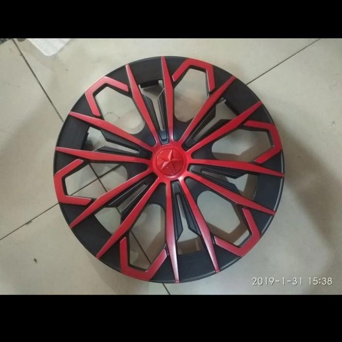 Ready wheel dop cover mobil L 300 motif hitam merah ring 14