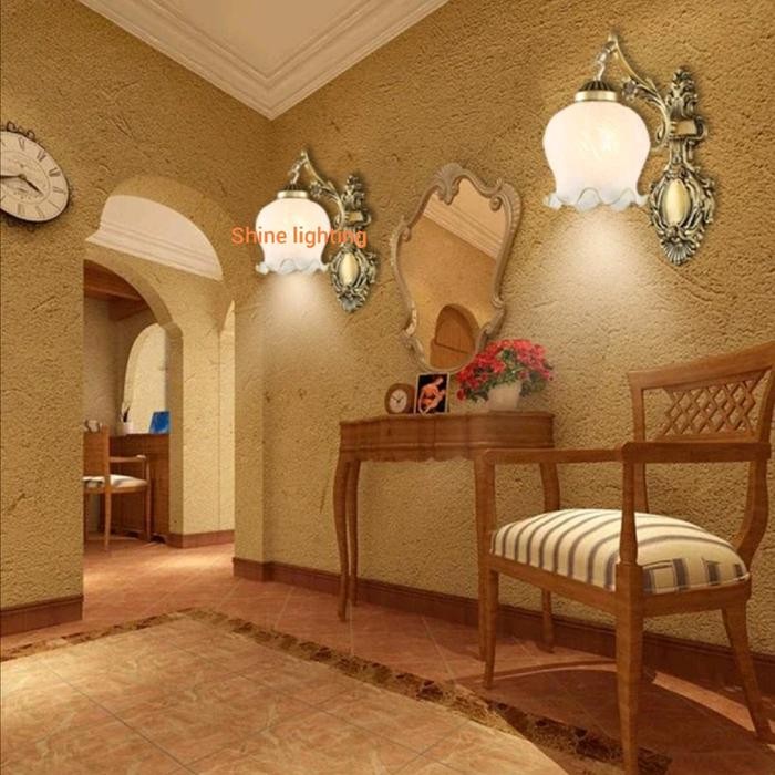 Paling Berkualitas Lampu Dinding Klasik Brass Gold Dekorasi Ruang Tamu-Ruang Tidur-Hotel Tipe
